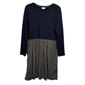 J. Jill Mixed-Media Plaid Long Sleeve Dress - Size M